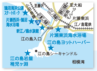 藤沢のビーチの地図