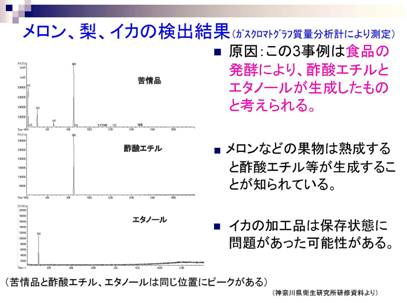 メロン、梨、イカの検出結果