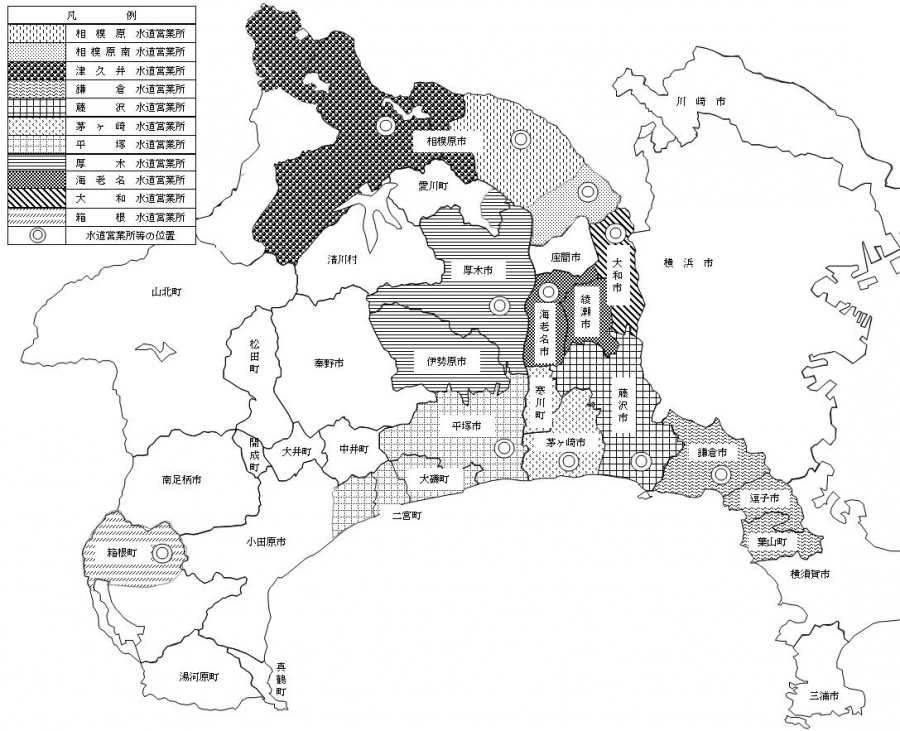 水道営業所別管轄区域図